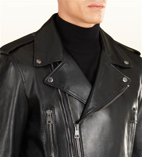 gucci wool biker jacket|Gucci web black leather jacket.